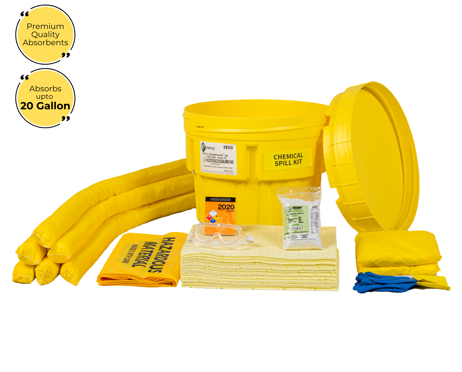 Chemical Spill Kit in ENPAC Salvage Drum for 20 Gallon