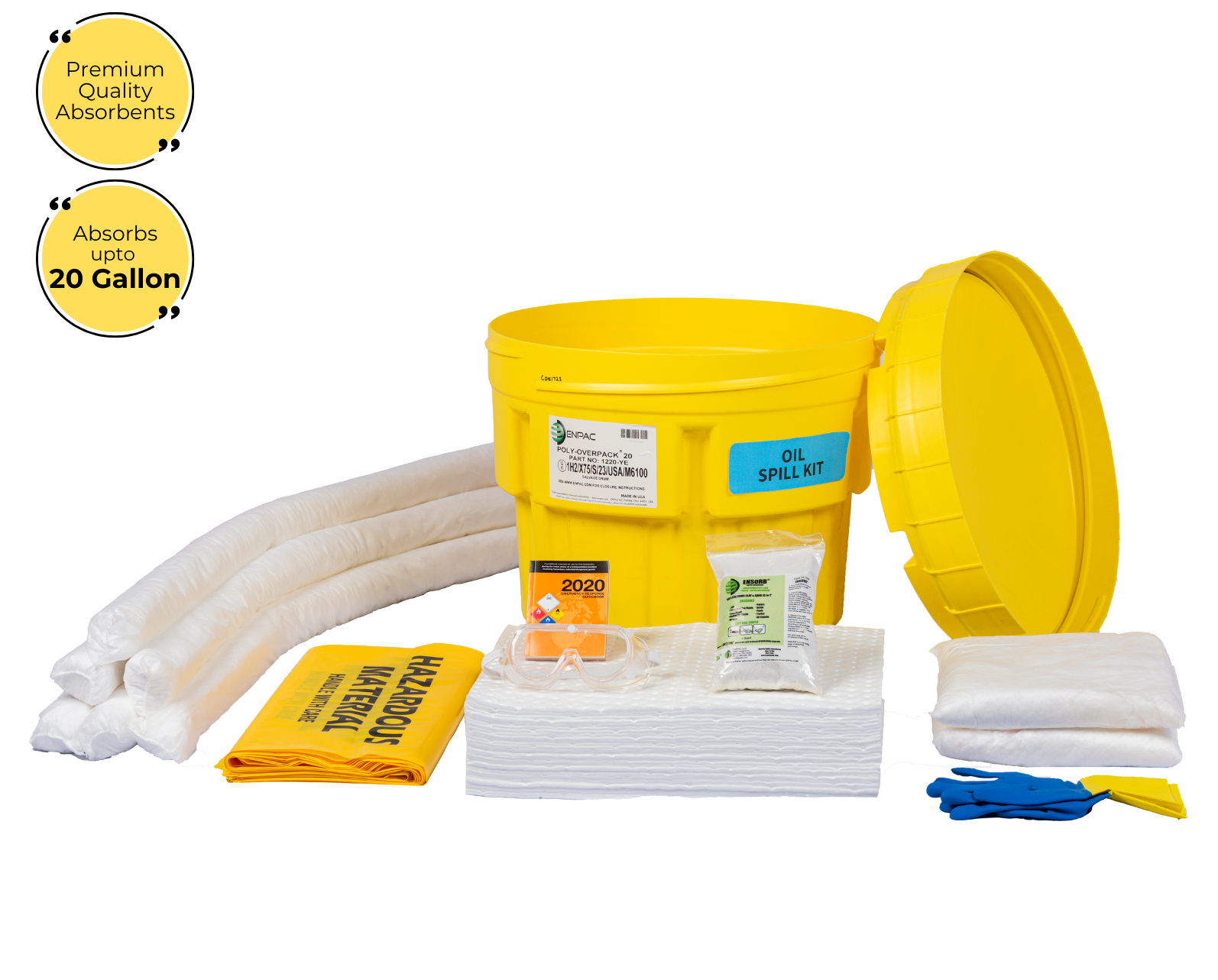 Oil Spill Kit in ENPAC Salvage Drum in 20 Gallon